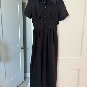 ASOS Black Long Sleeve Button Dress